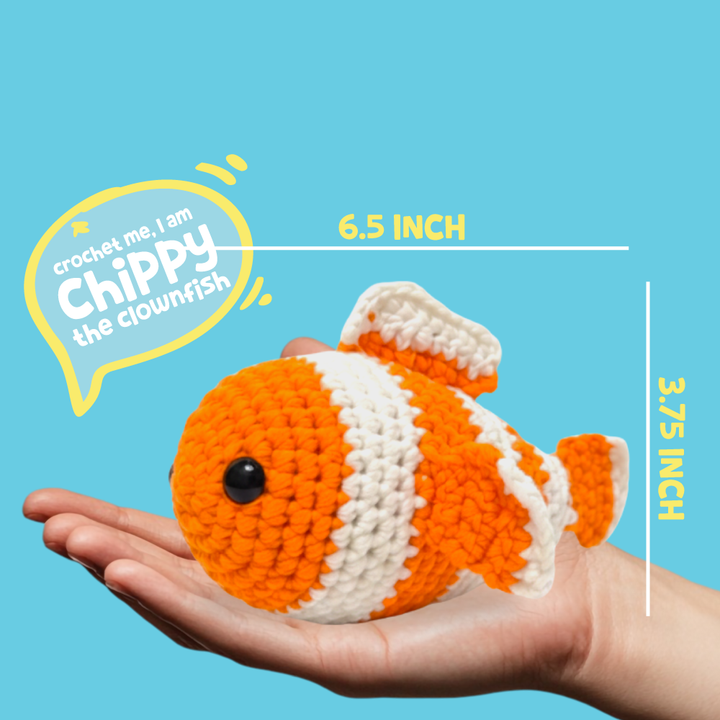 Crochet Kit for Beginners | Cuddly Critters Amigurumi Kit | Make Crochet Clownfish Toy | Age: 12+ Years