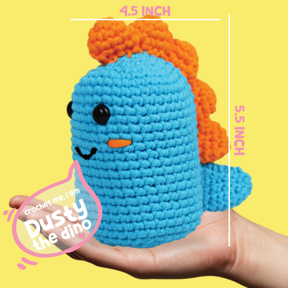 Crochet Kit for Beginners | Cuddly Critters Amigurumi Kit | Make Crochet Dino Toy | Age: 12+ Years