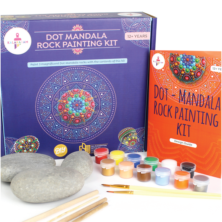 The Artistic Expression Combo - Dot Mandala Rock + Madhubani Key Hanger Painting Kits