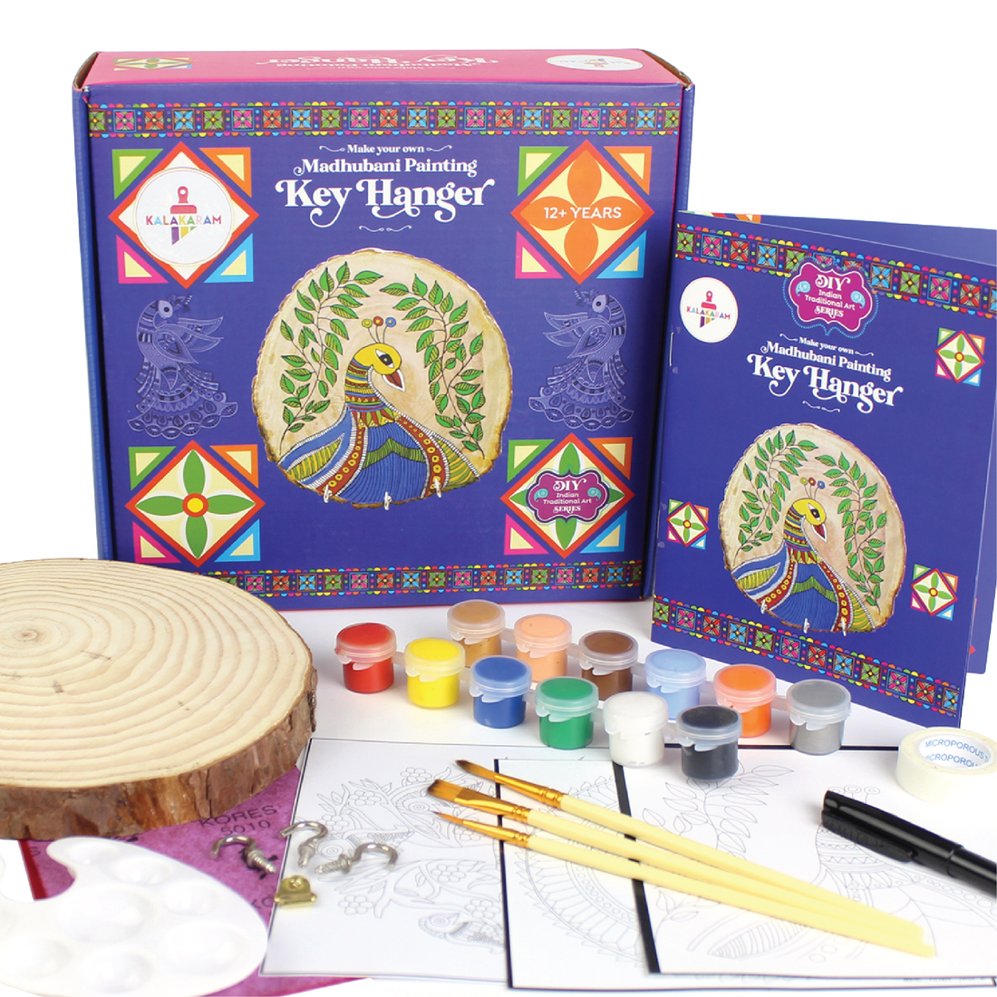 The Artistic Expression Combo - Dot Mandala Rock + Madhubani Key Hanger Painting Kits