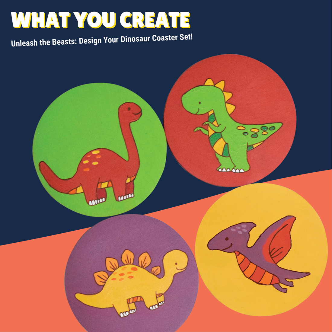 The Jurassic World of Crafts Combo - Dinosaur Coaster + Animal Figurine Painting Kits