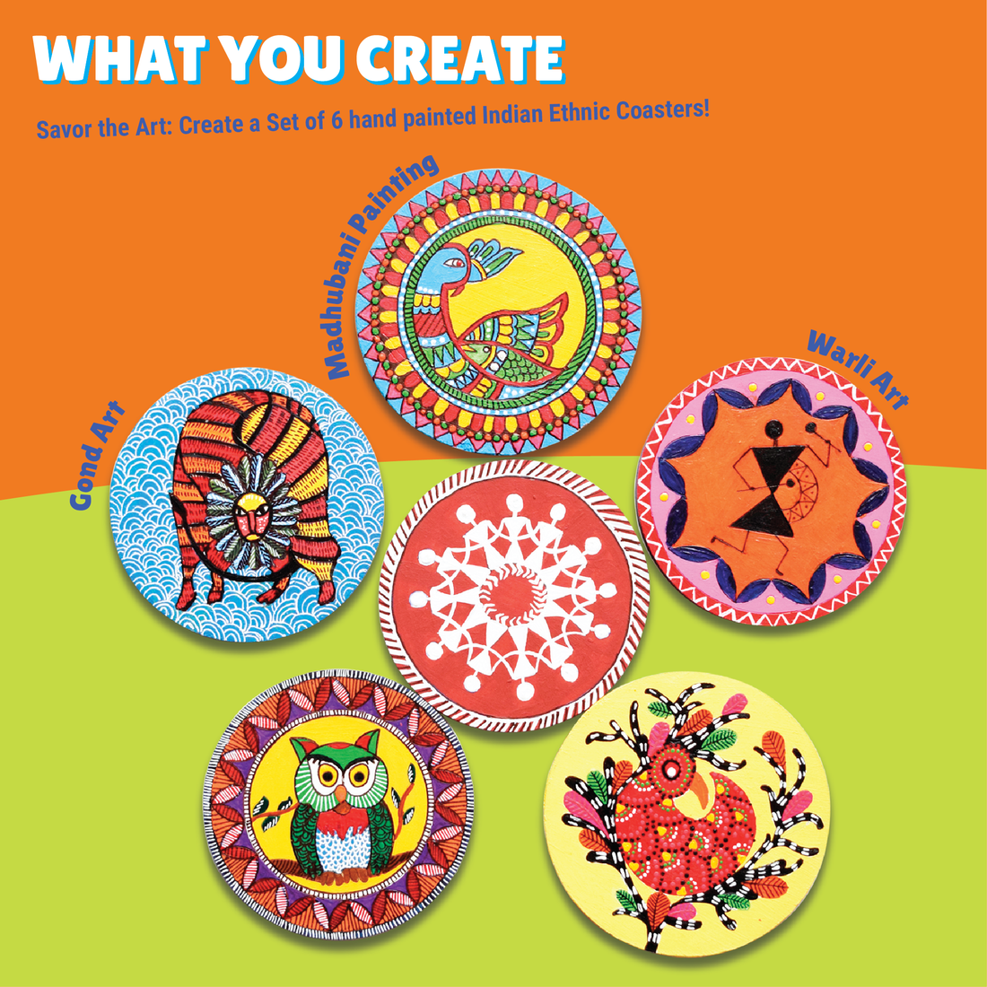 The Cultural Art Combo - Mandala Art coaster + Ethnic Art Coaster Painting Kits