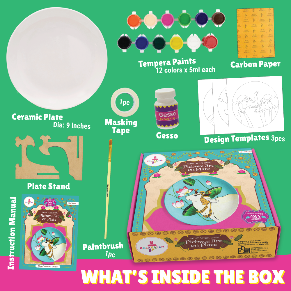 Pichwai Art on a Plate Painting Kit  | Traditional Indian Art | Wall Decorative  | Age: 12+ Years