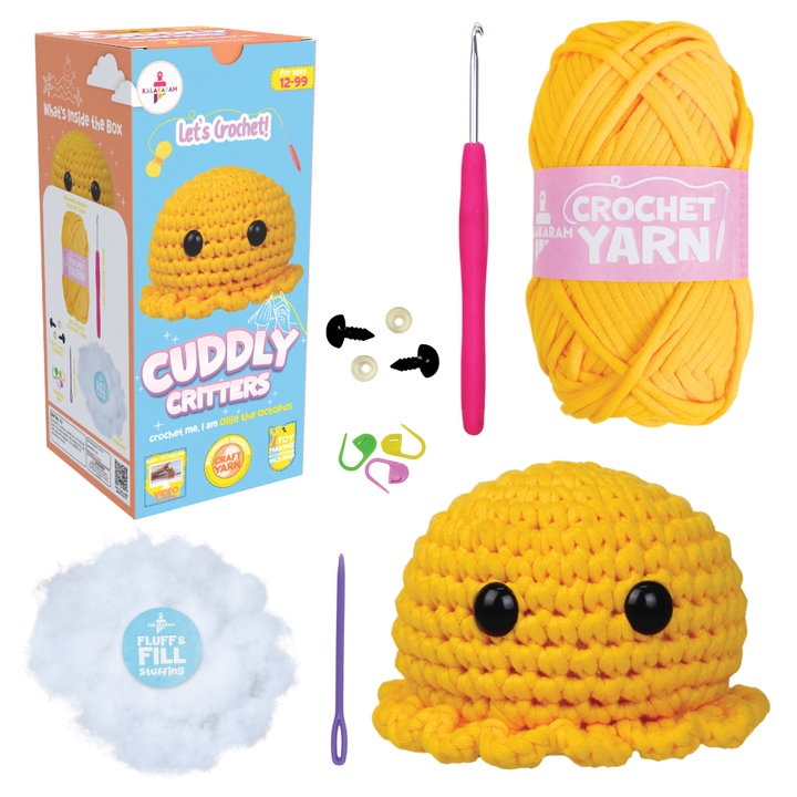 Crochet Kit for Beginners | Cuddly Critters Amigurumi Kit | Make Crochet Octopus Toy | Age: 12+ Years