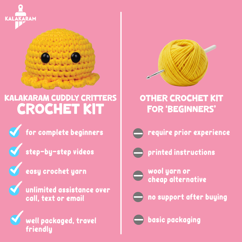 Crochet Kit for Beginners | Cuddly Critters Amigurumi Kit | Make Crochet Octopus Toy | Age: 12+ Years