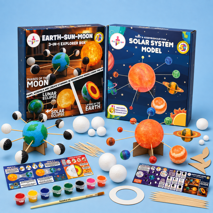 Space Explorer STEM Combo – Kalakaram Earth-Sun-Moon Model Kit & Solar System Model Kit
