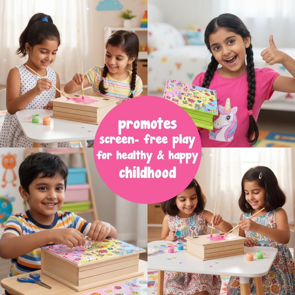 Trinket Box Decorating Kit | Painting & Daimond Art | Creative Activity Set | Age: 6-14 Years