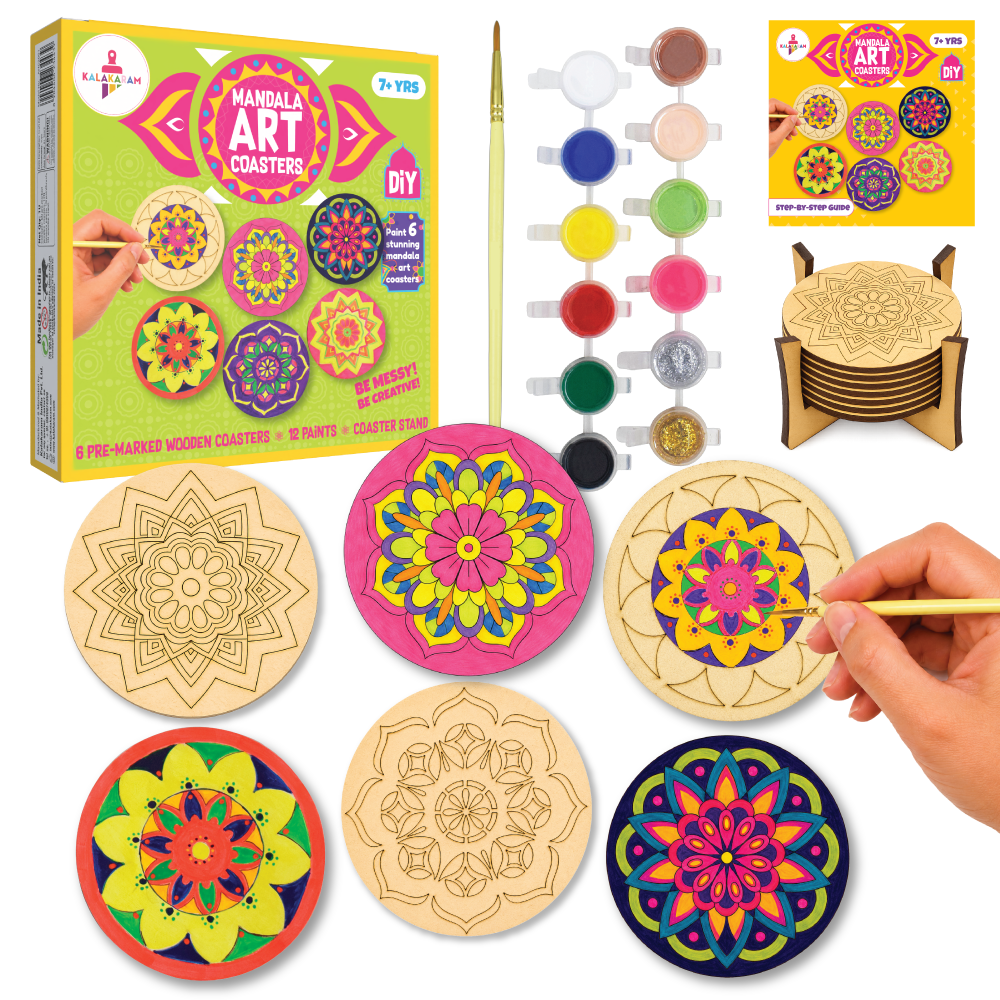Mandala Art Coasters Painting Kit | Decorative Art &  Craft Activity Set | Age: 7+ Years