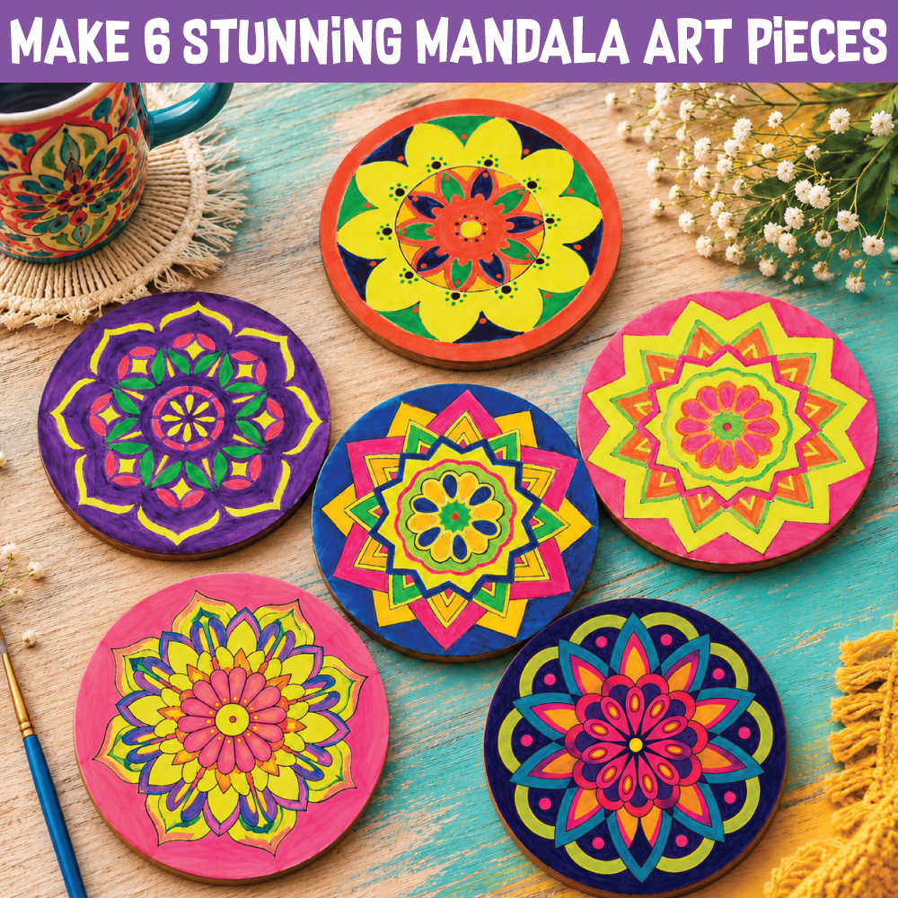 Mandala Art Coasters Painting Kit | Decorative Art &  Craft Activity Set | Age: 7+ Years
