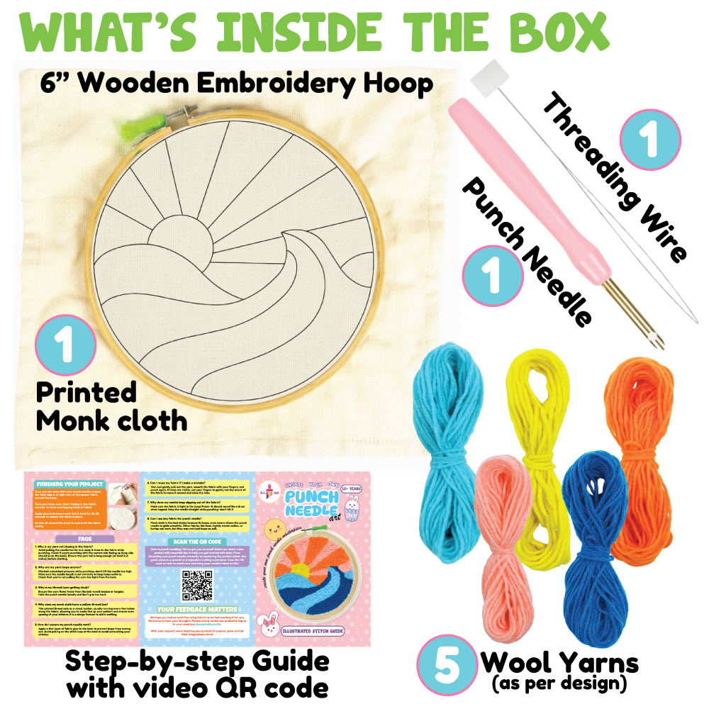 Punch Needle Kit | DIY Embroidery Tufting Set | Fabric Art | Ages: 12+ Years