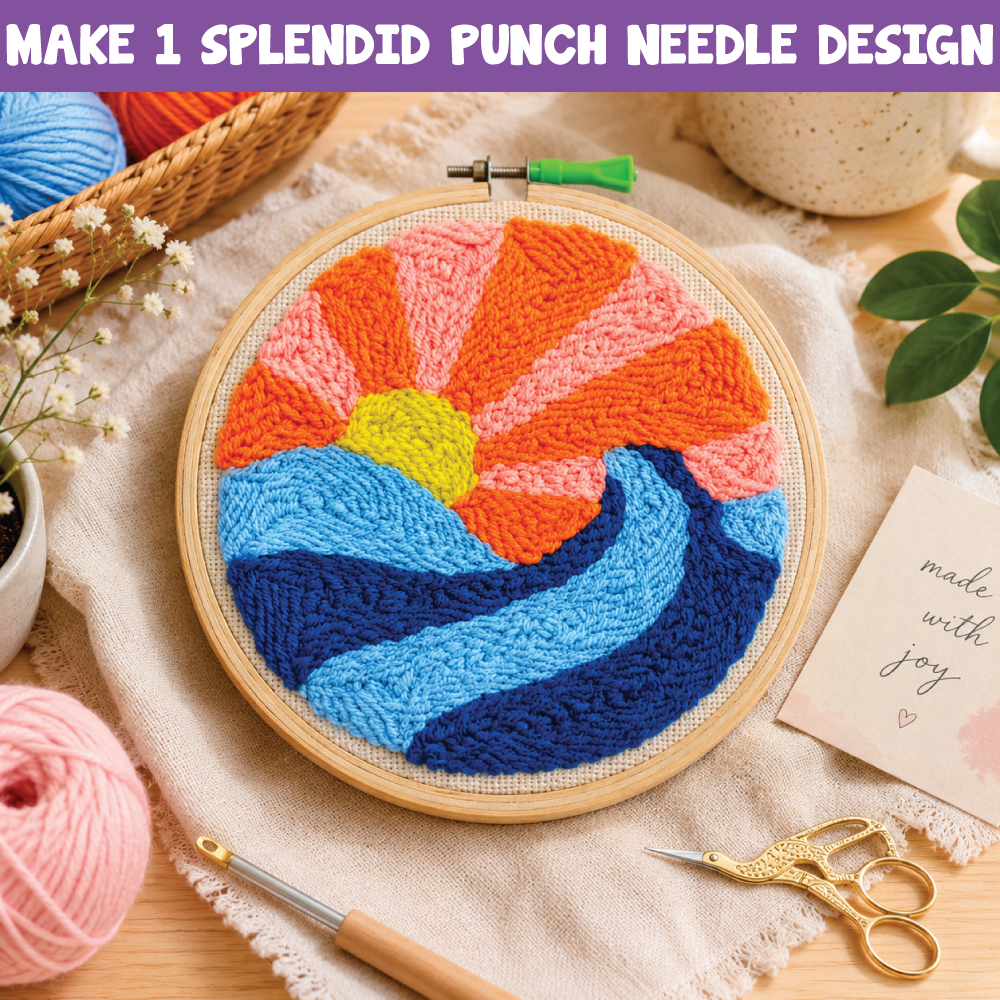 Punch Needle Kit | DIY Embroidery Tufting Set | Fabric Art | Ages: 12+ Years