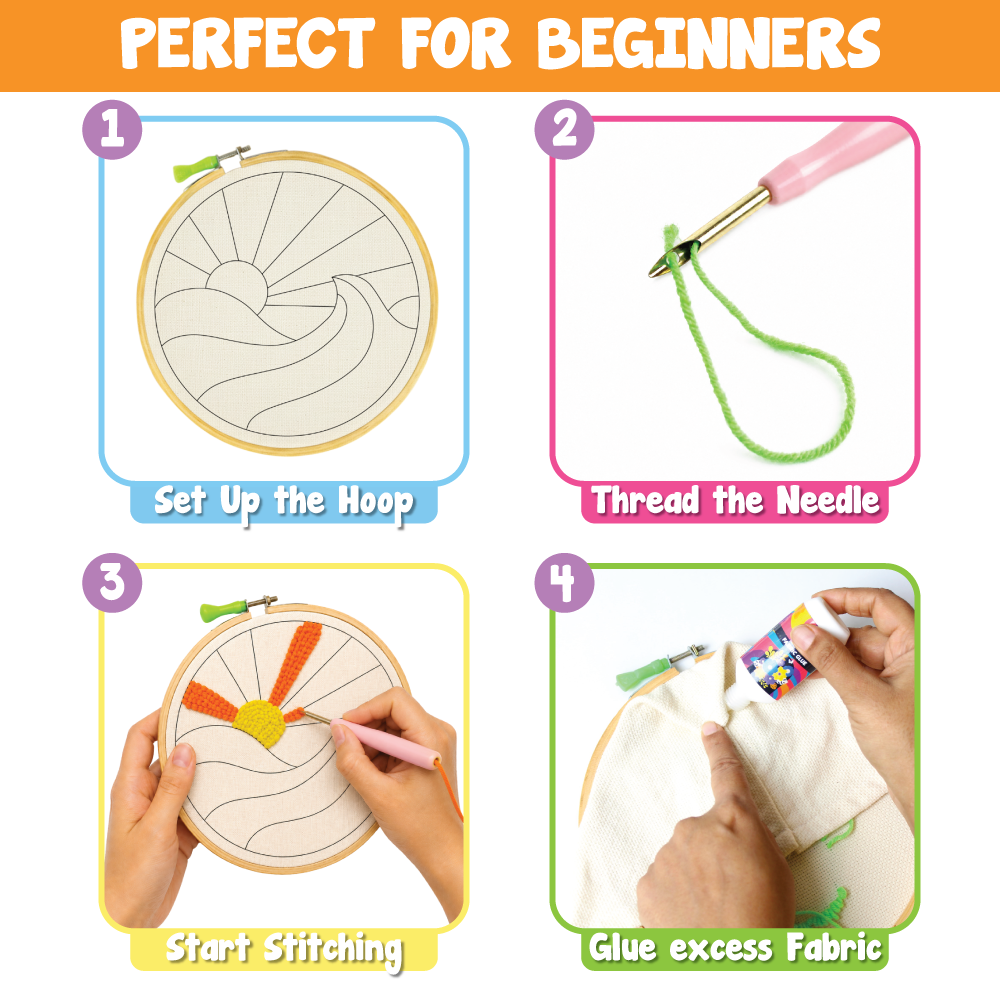 Punch Needle Kit | DIY Embroidery Tufting Set | Fabric Art | Ages: 12+ Years