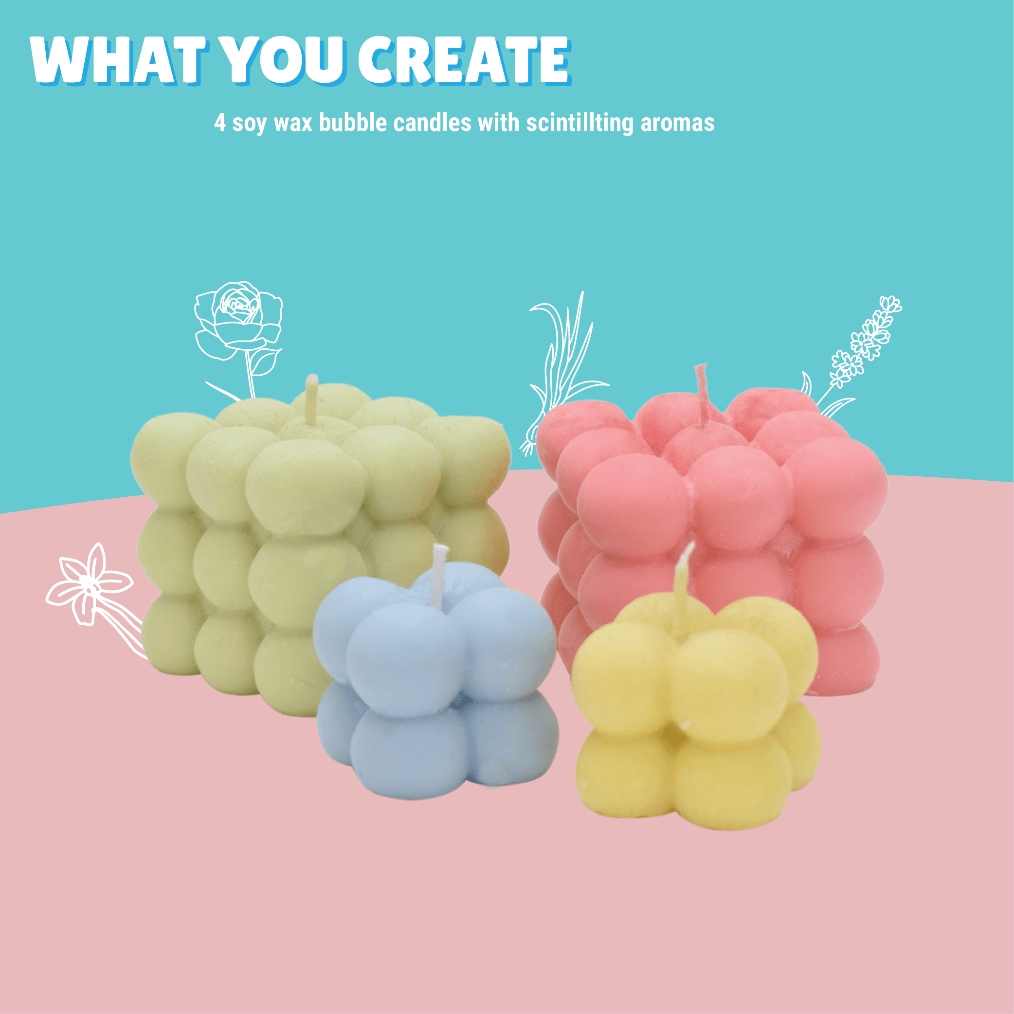 The Bathtime Fun and Froth Combo - Kids Soap Making + Bubble Candle Making Kits - Kalakaram
