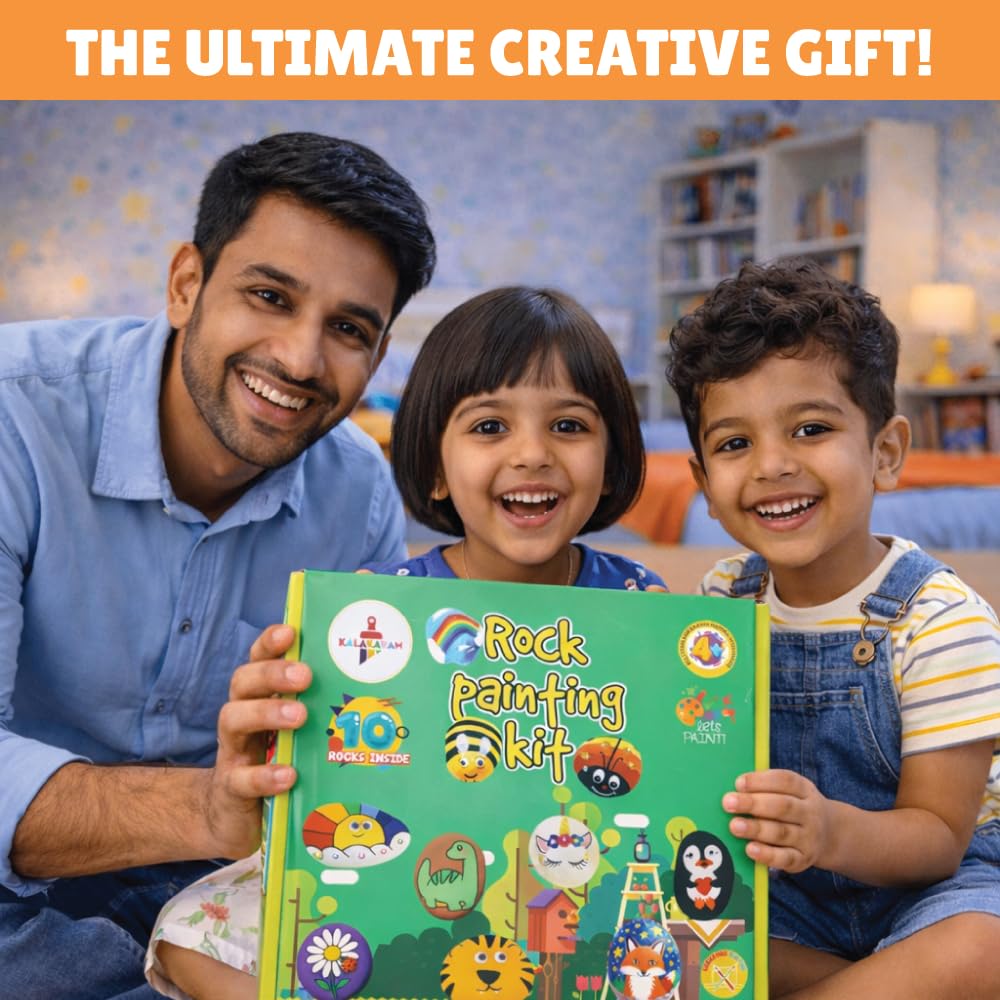 Creative Painting Combo – Kalakaram Rock Painting Kit & Pom Pom Picasso Craft Kit