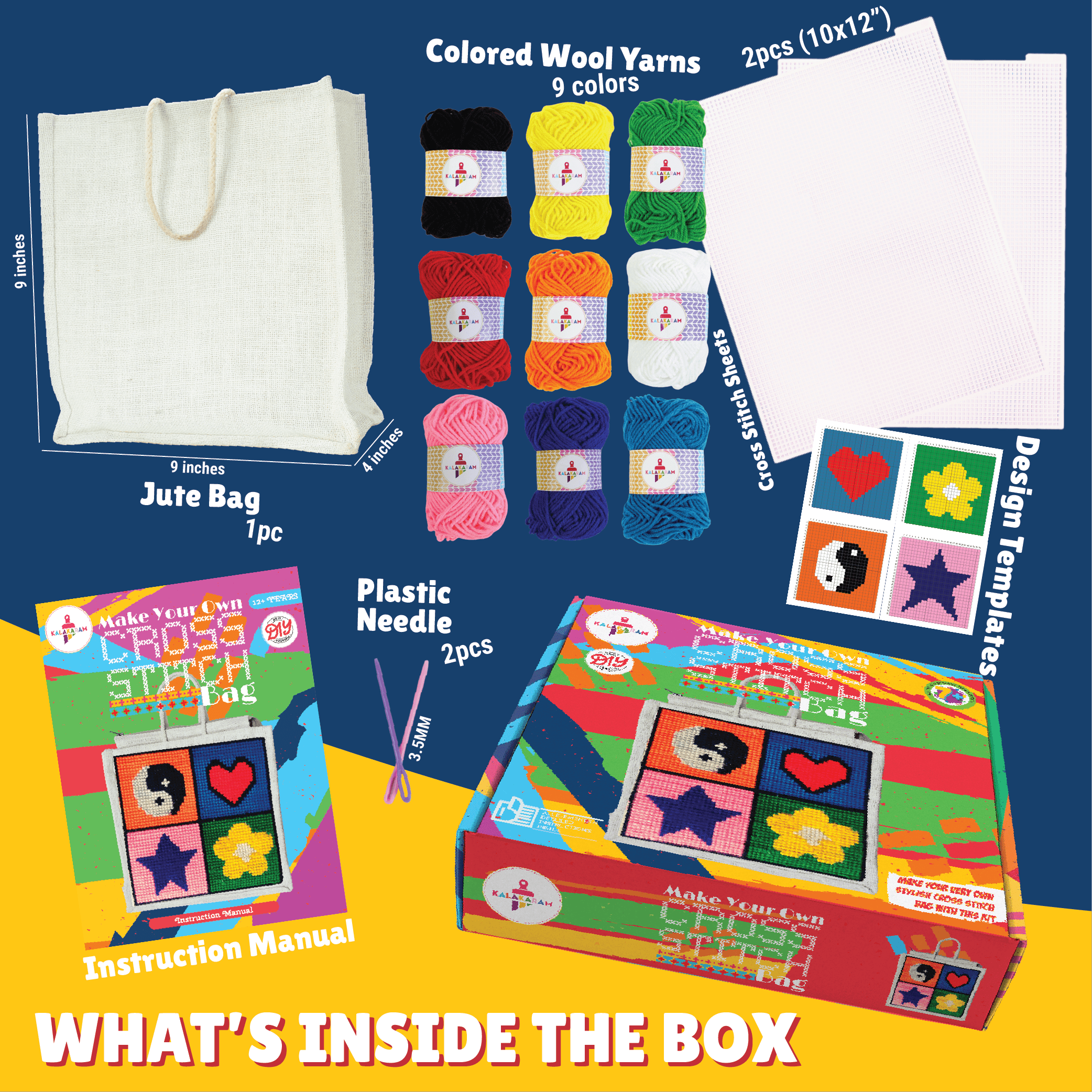Cross Stitch Bag Making Kit - Kalakaram