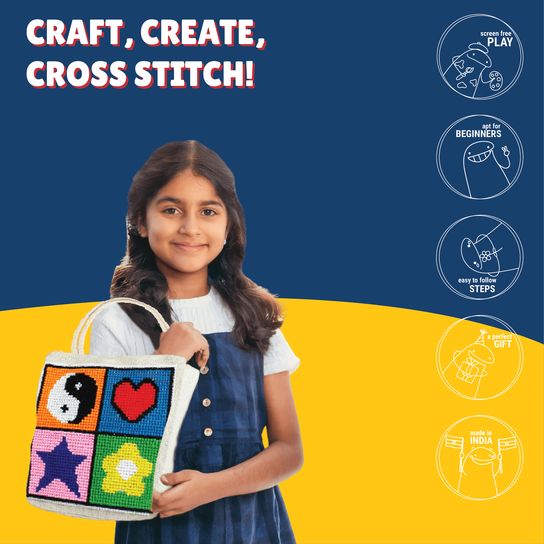 Cross Stitch Bag Making Kit - Kalakaram