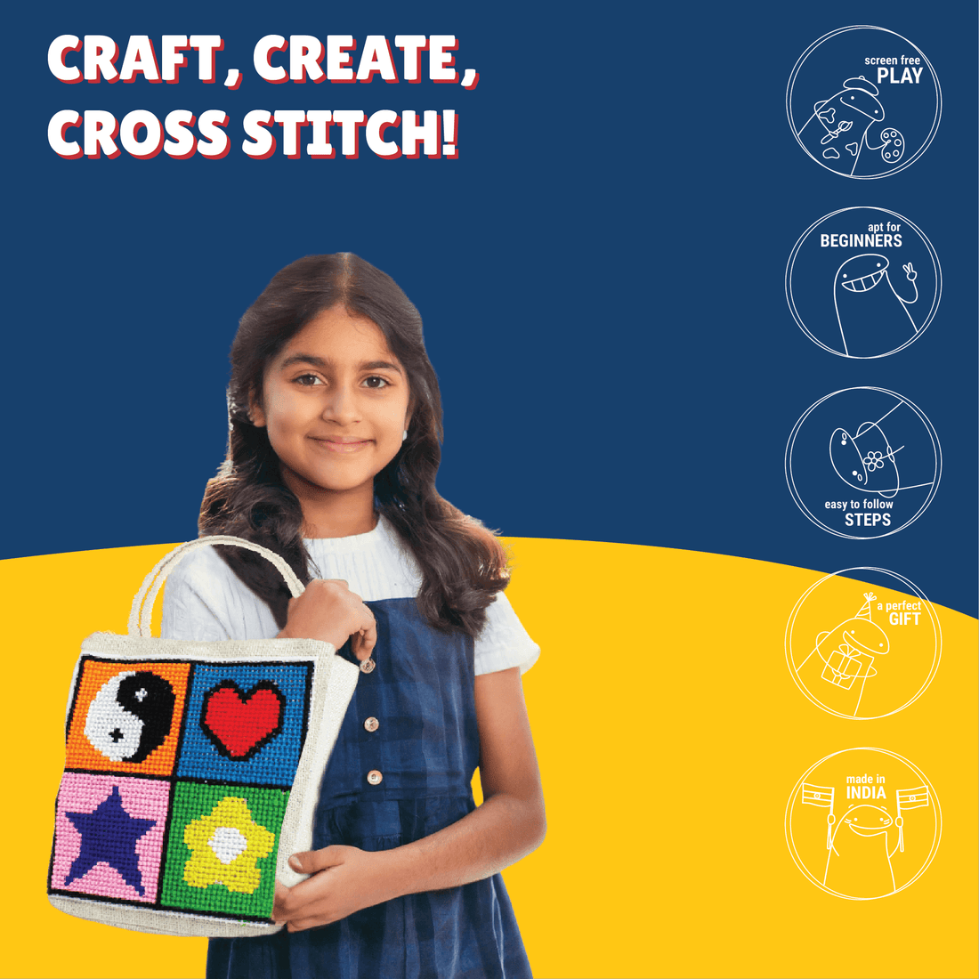 Cross Stitch Bag Making Kit - Kalakaram
