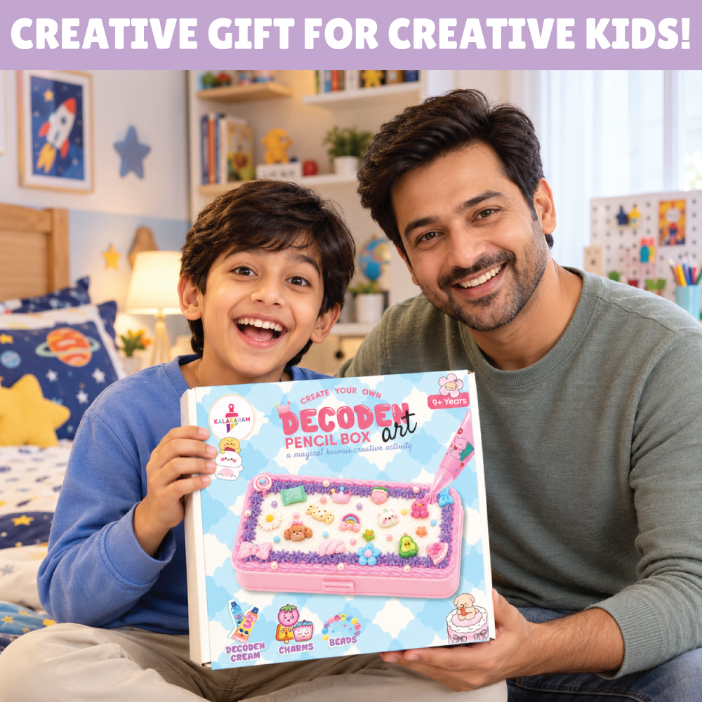 Kalakaram Kawaii Pencil Box Decorating Kit – Decoden Cream Art Craft Set for Ages 9+