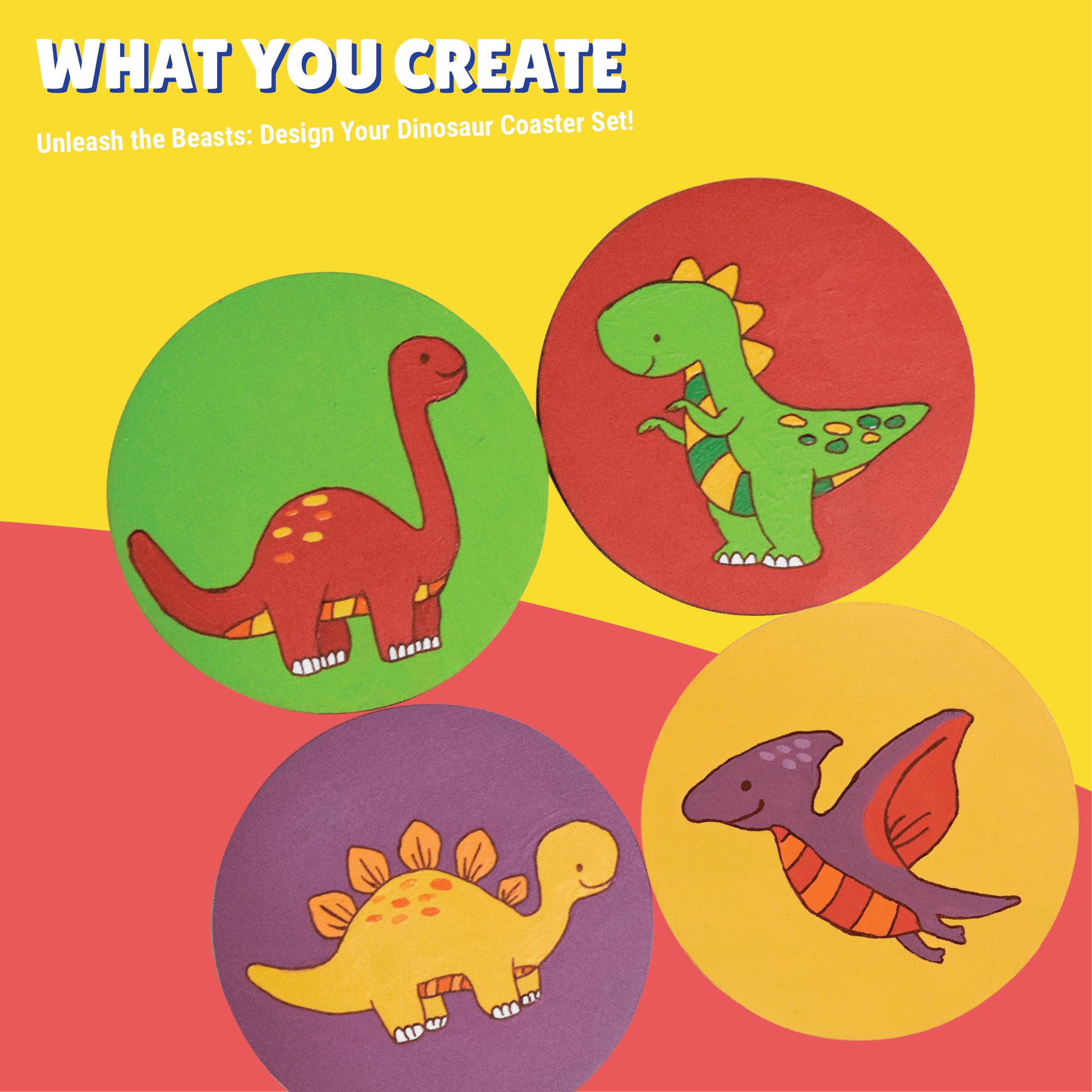 The Action Packed Combo - Superhero Craft Box + Dinosaur Coaster Painting Kits - Kalakaram
