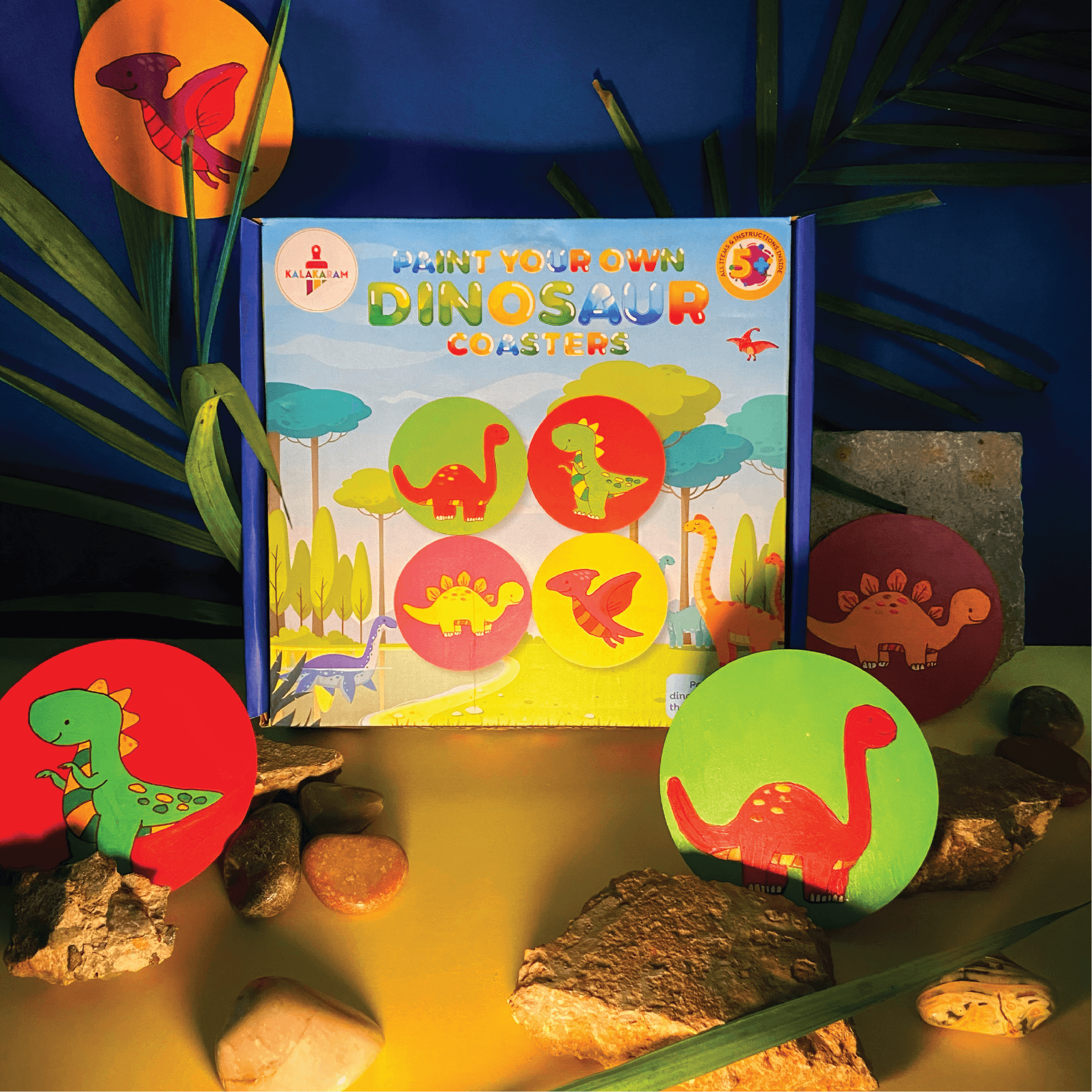 The Jurassic World of Crafts Combo - Dinosaur Coaster + Animal Figurine Painting Kits - Kalakaram