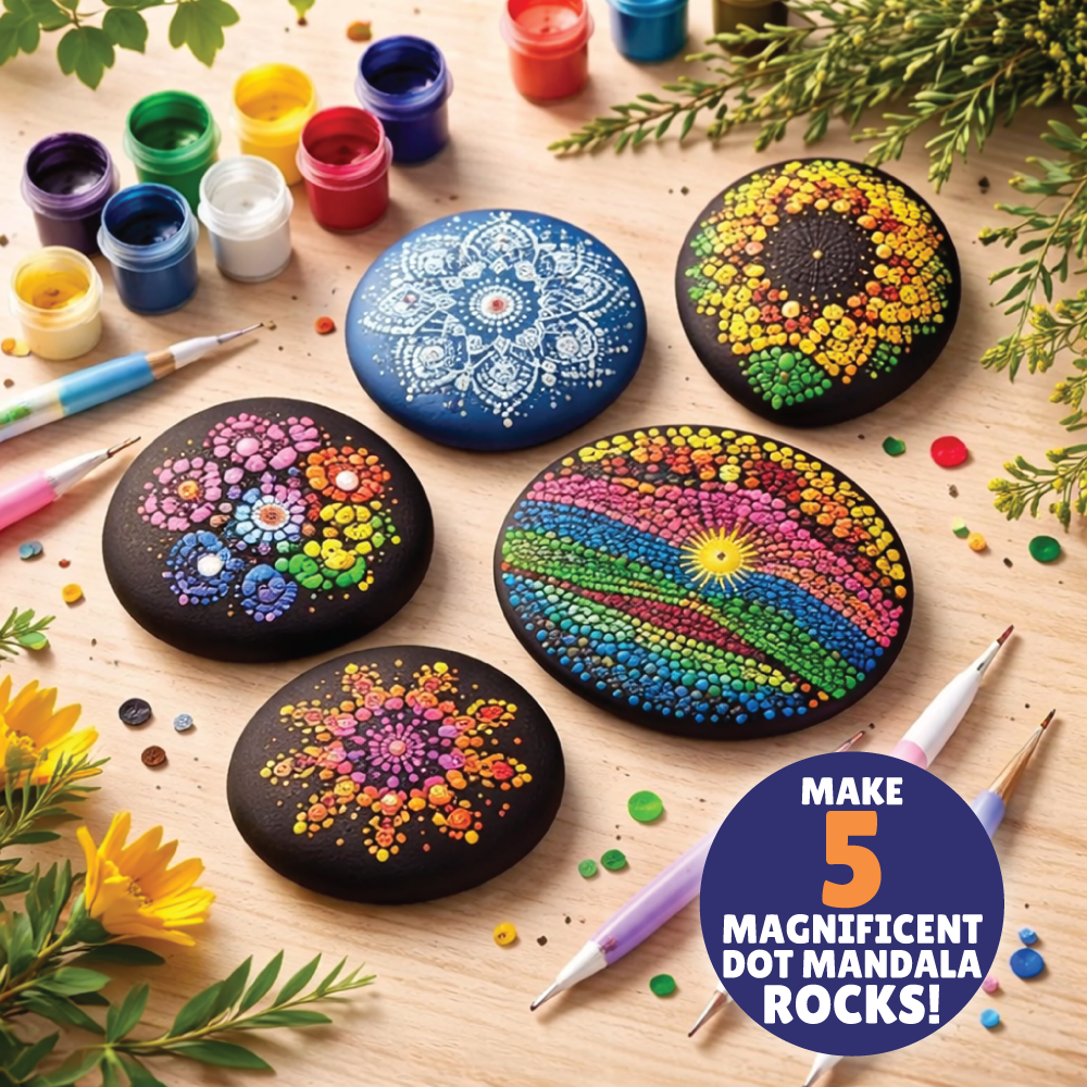 Dot Mandala Rock Painting Kit | Meditative Art | Intricate Design | Age: 7+ Years