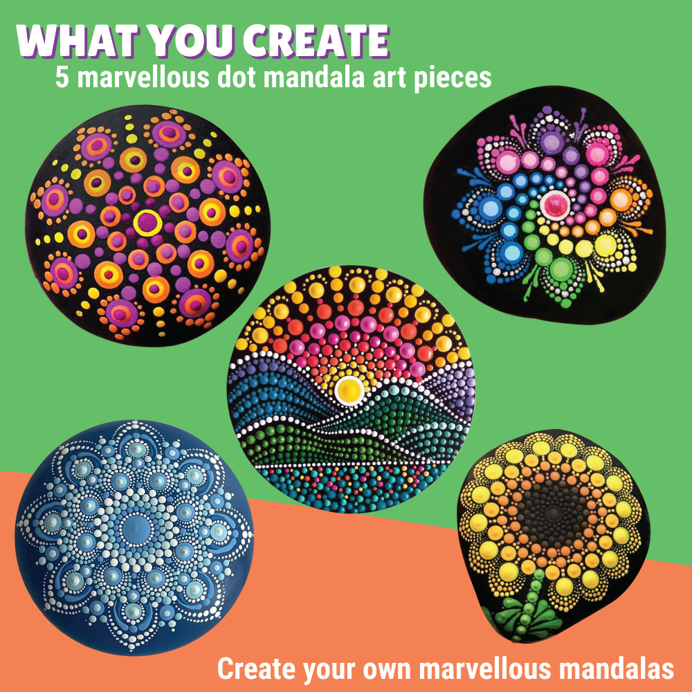 Dot Mandala Rock Painting Kit | Meditative Art | Intricate Design | Age: 7+ Years
