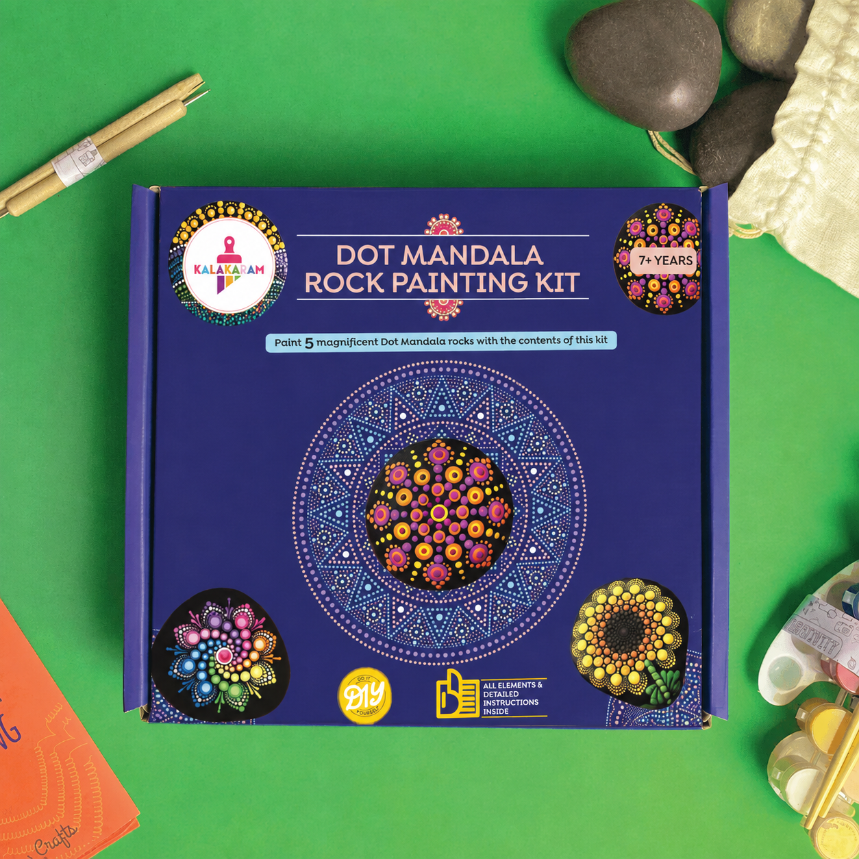 Dot Mandala Rock Painting Kit | Meditative Art | Intricate Design | Age: 7+ Years