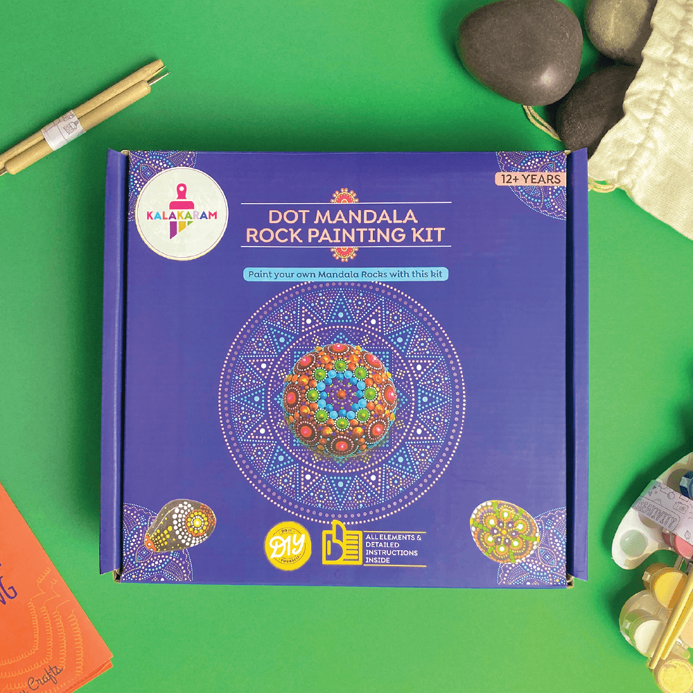 Mandala Rock Painting Kit Dot Art Activity for Kids 7+ – Kalakaram