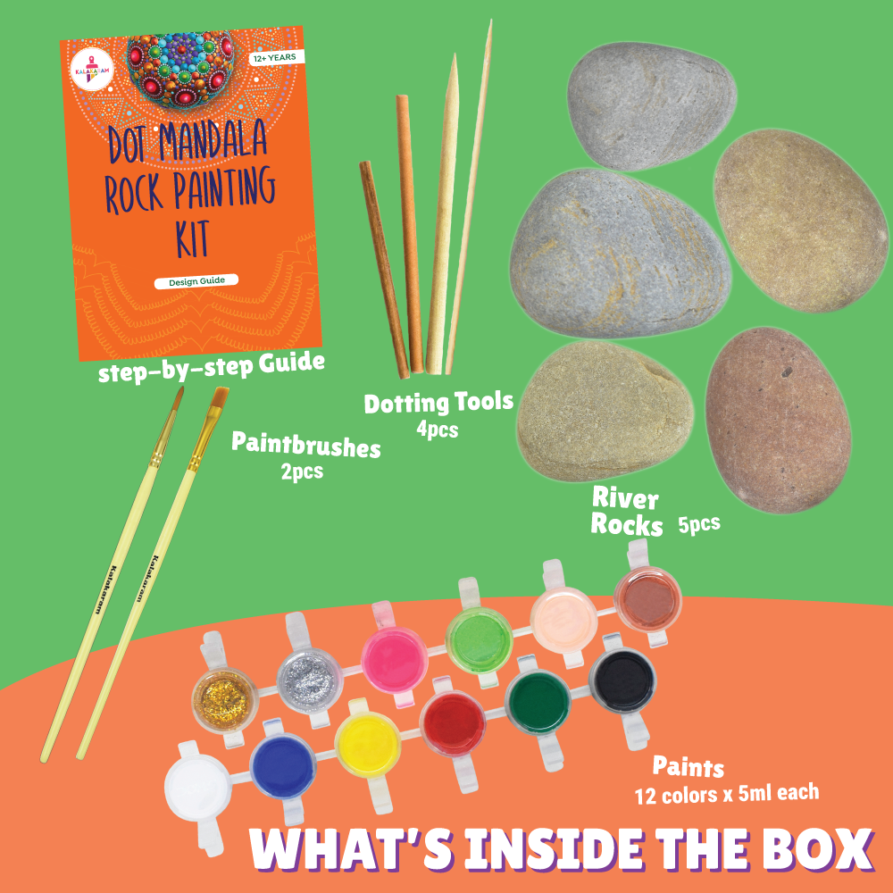 Dot Mandala Rock Painting Kit | Meditative Art | Intricate Design | Age: 7+ Years