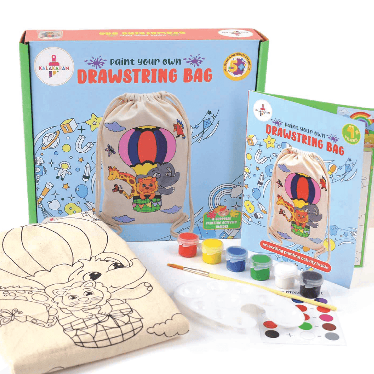 Drawstring Bag Painting Kit - Kids Custom Art Activity 5-10 – Kalakaram