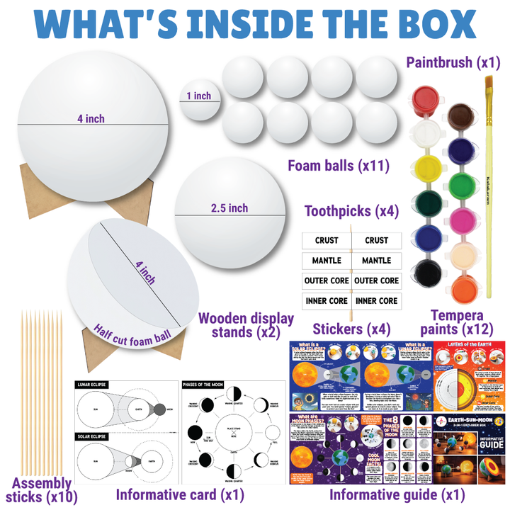 DIY Earth-Sun-Moon Model Kit | 3D Informative 3-in-1 Space Toy for Kids | DIY STEM Educational & Science Toy | Age: 7+ Years