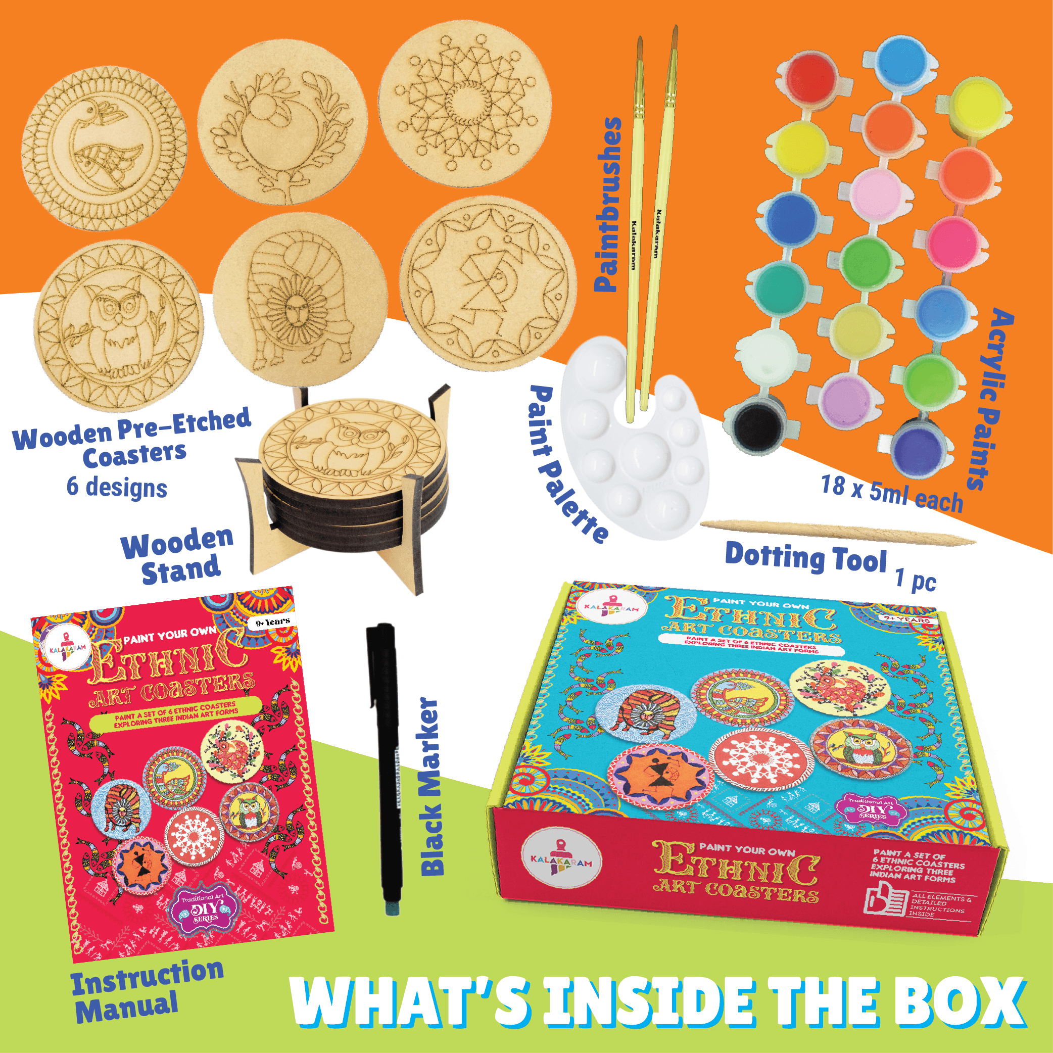 Ethnic Art Coasters Painting Kit - Kalakaram