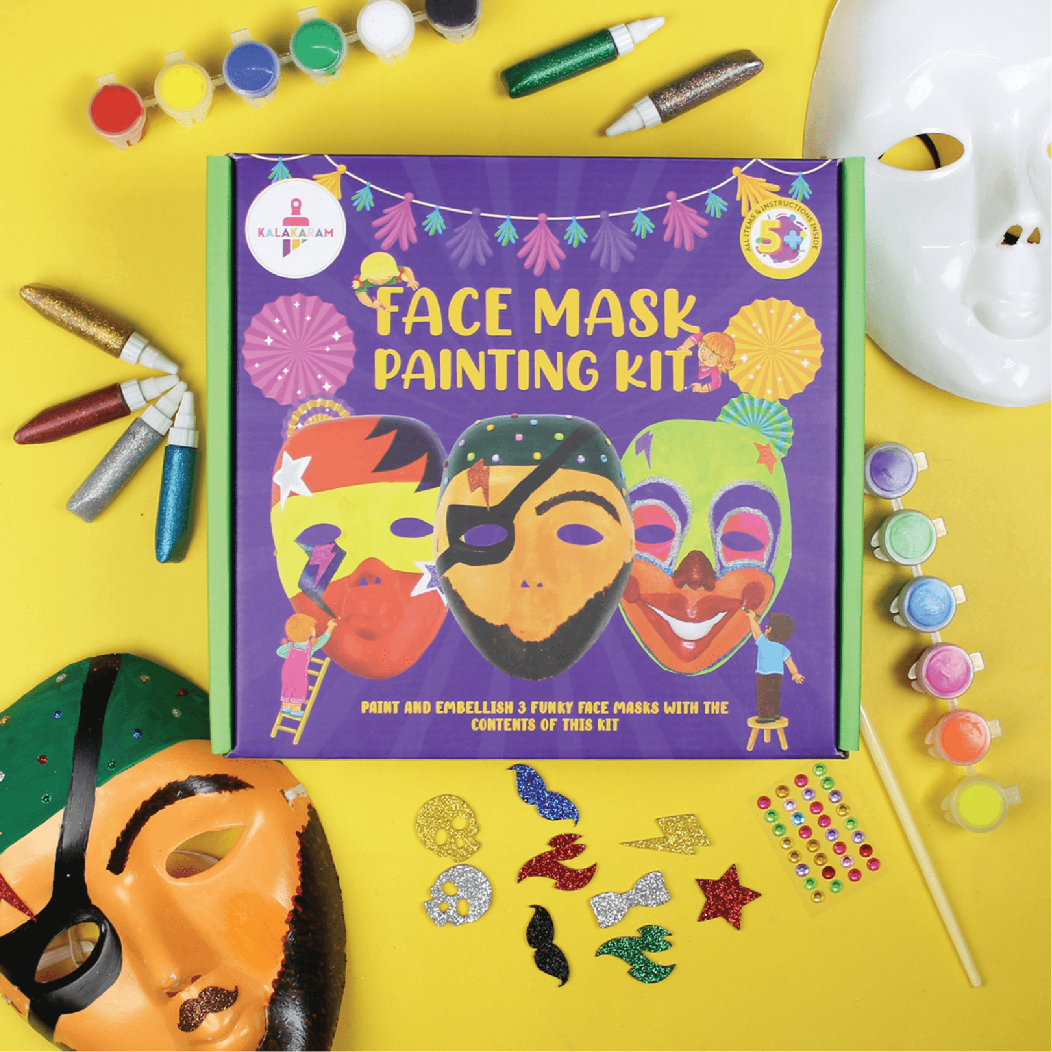The Creative Kids Combo - Rock Painting + Face Mask Painting Kits - Kalakaram