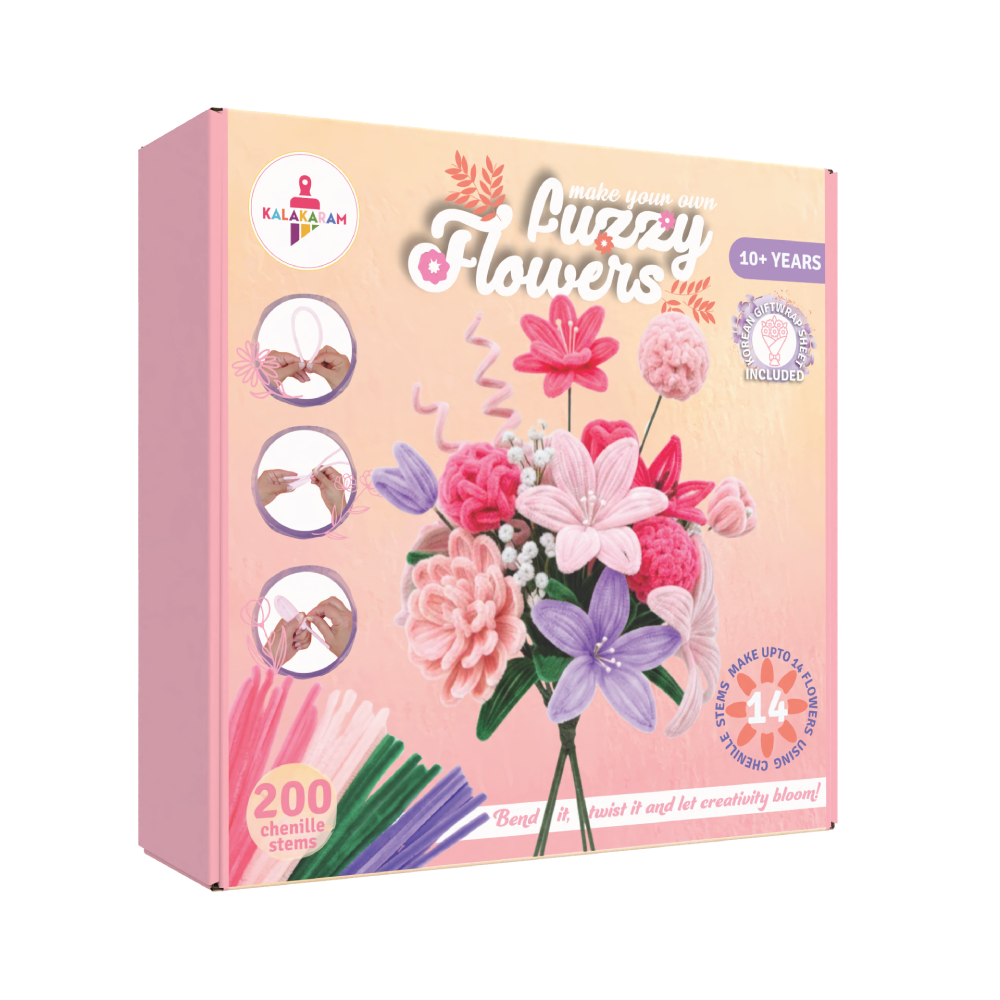 Fuzzy Flower Making Kit | DIY Floral Craft | DIY Pipe Cleaner Flower Kit | Mess free | Easy to do