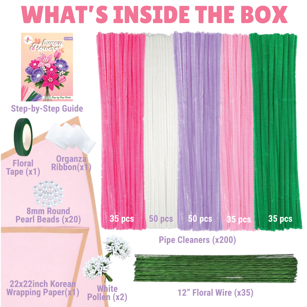 Fuzzy Flower Making Kit | DIY Floral Craft | DIY Pipe Cleaner Flower Kit | Mess free | Easy to do| Age: 10+ Years