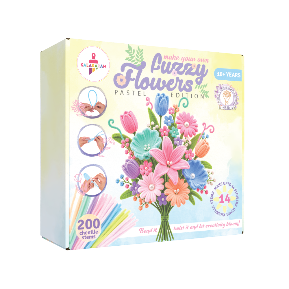 Kalakaram Make Your Own Fuzzy Flower Pastel Edition | Age: 10+ Years