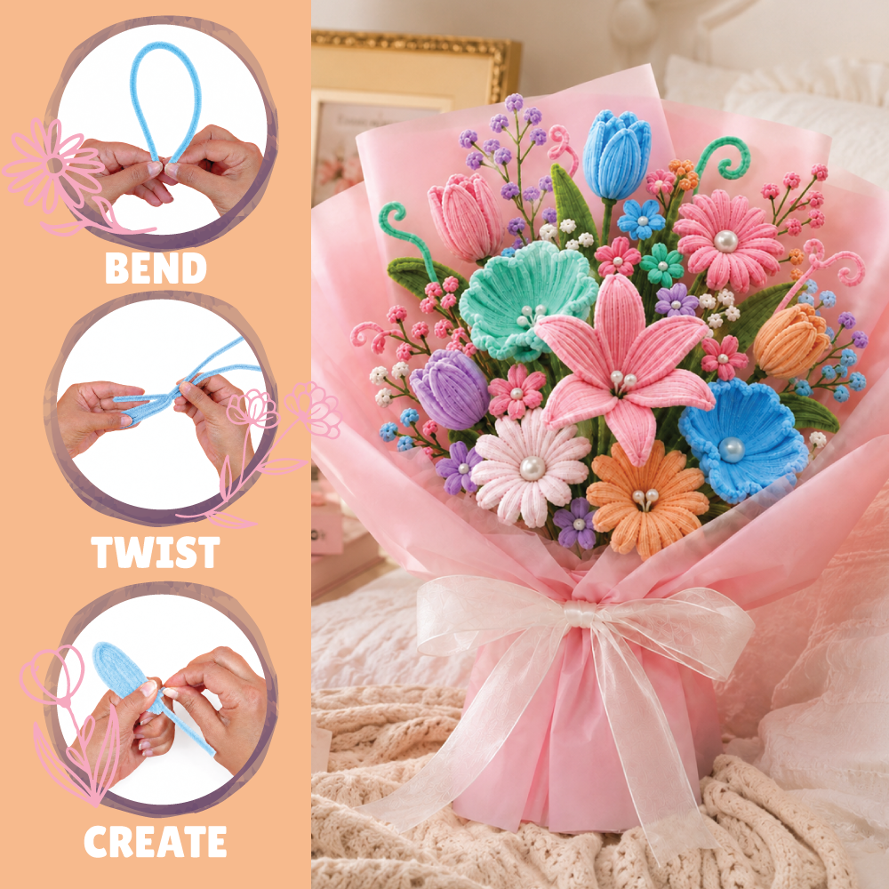 Kalakaram Make Your Own Fuzzy Flower Pastel Edition | Age: 10+ Years