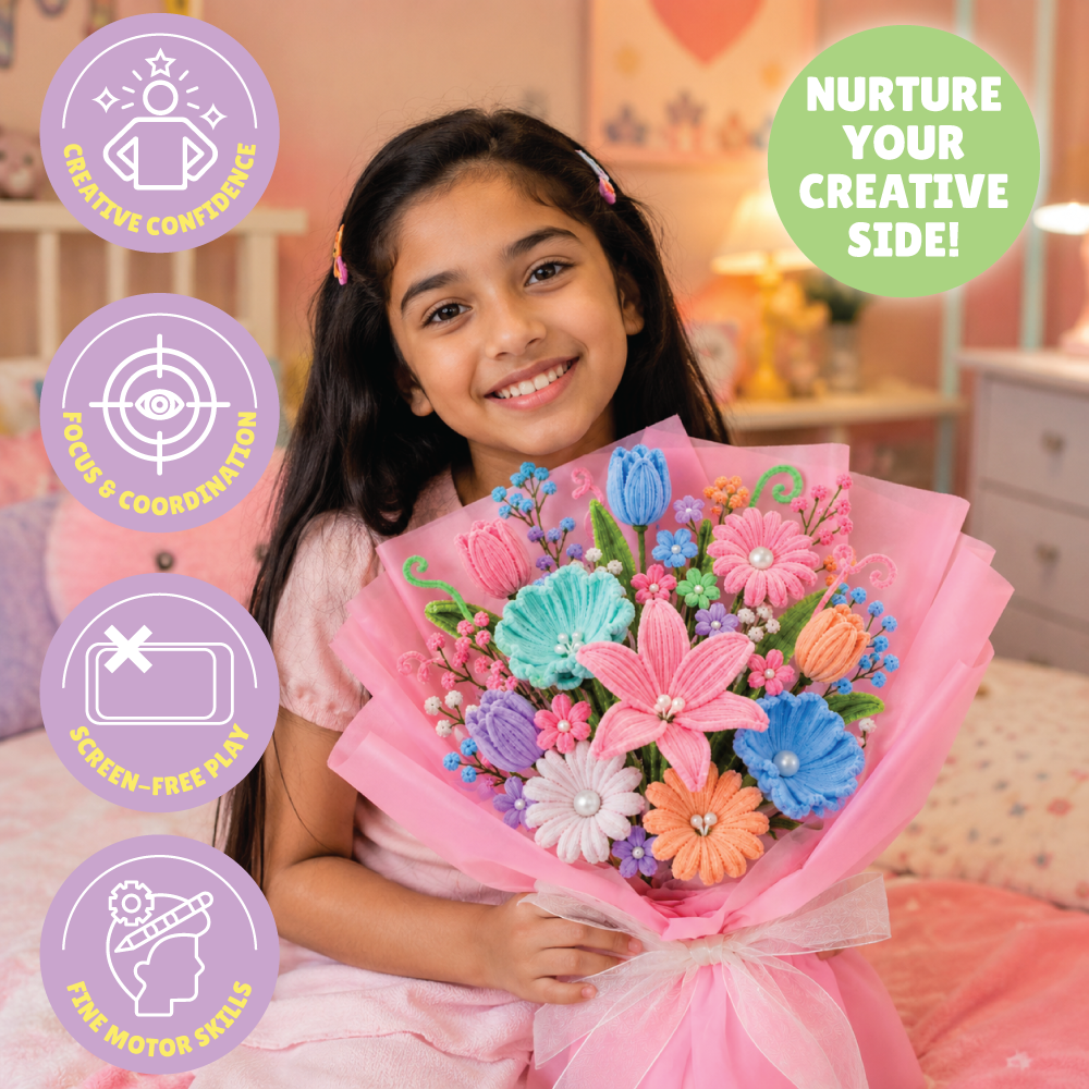 Kalakaram Make Your Own Fuzzy Flower Pastel Edition | Age: 10+ Years