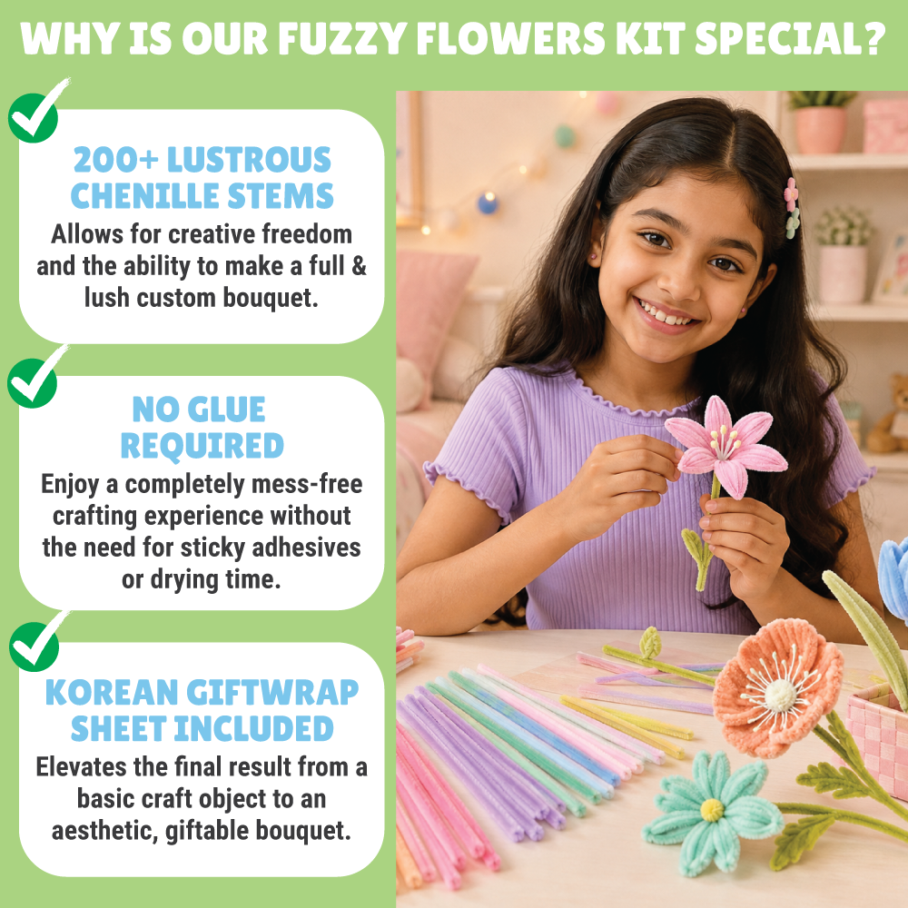 Kalakaram Make Your Own Fuzzy Flower Pastel Edition | Age: 10+ Years