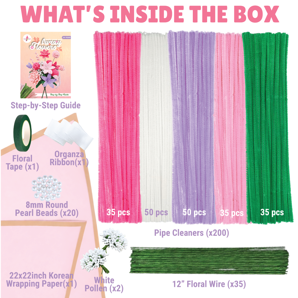 Fuzzy Flower Making Kit | DIY Floral Craft | DIY Pipe Cleaner Flower Kit | Mess free | Easy to do