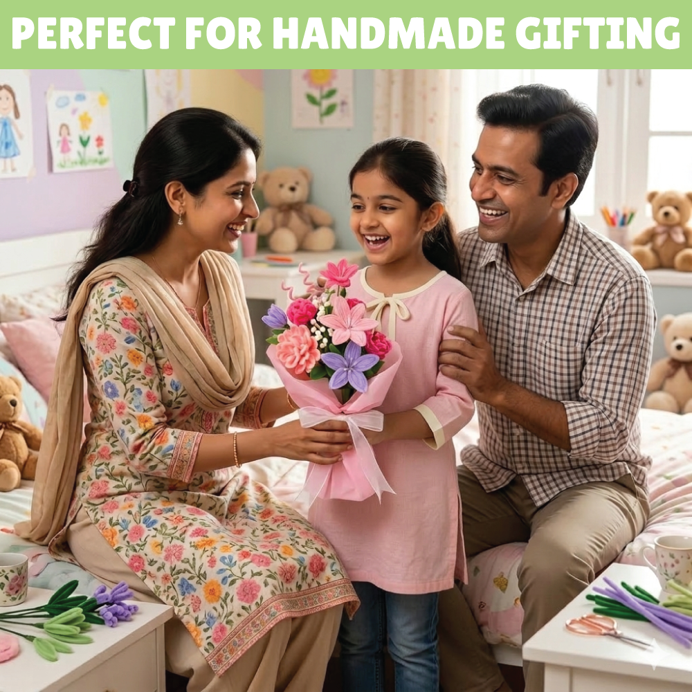 Fuzzy Flower Making Kit | DIY Floral Craft | DIY Pipe Cleaner Flower Kit | Mess free | Easy to do