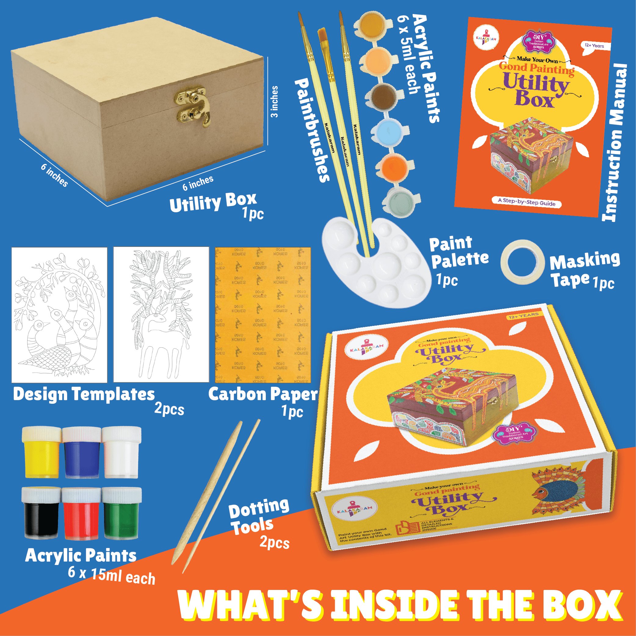 Gond Painting Utility Box - Kalakaram