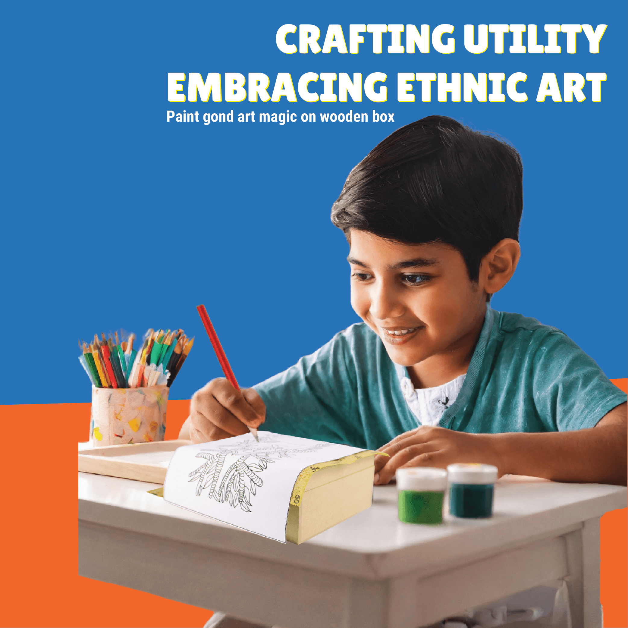 Gond Painting Utility Box - Kalakaram