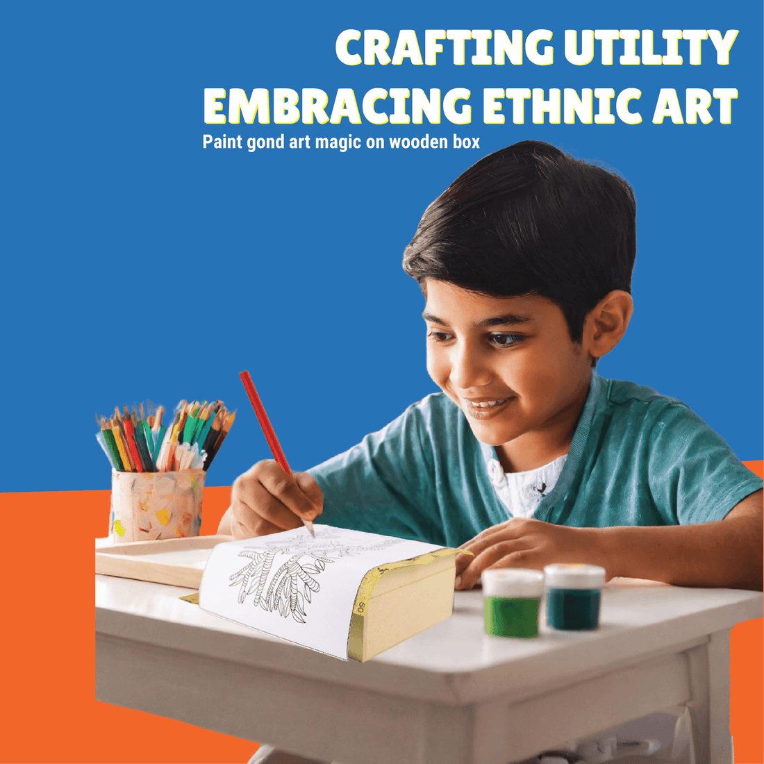 Gond Painting Utility Box - Kalakaram