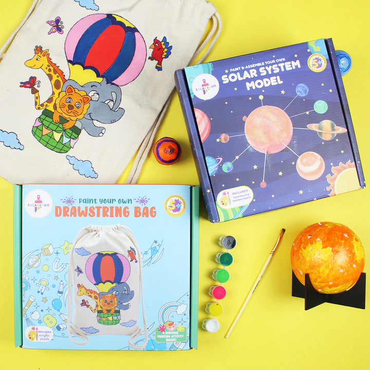 The Cosmic Explorer Combo - Solar System Making + Drawstring Bag Painting Kits