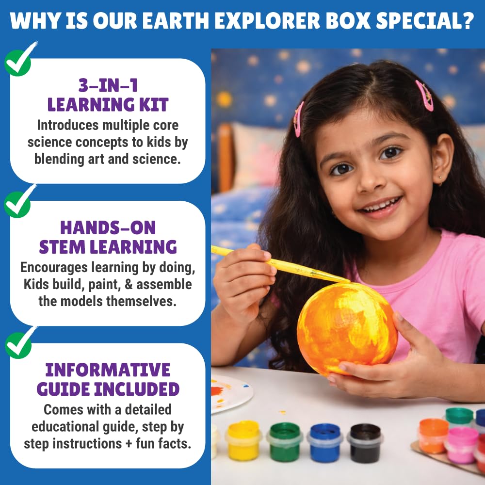 DIY Earth-Sun Moon Model Kit | 3D Informative 3-in-1 Space Toy for Kids | DIY STEM Educational & Science Toy