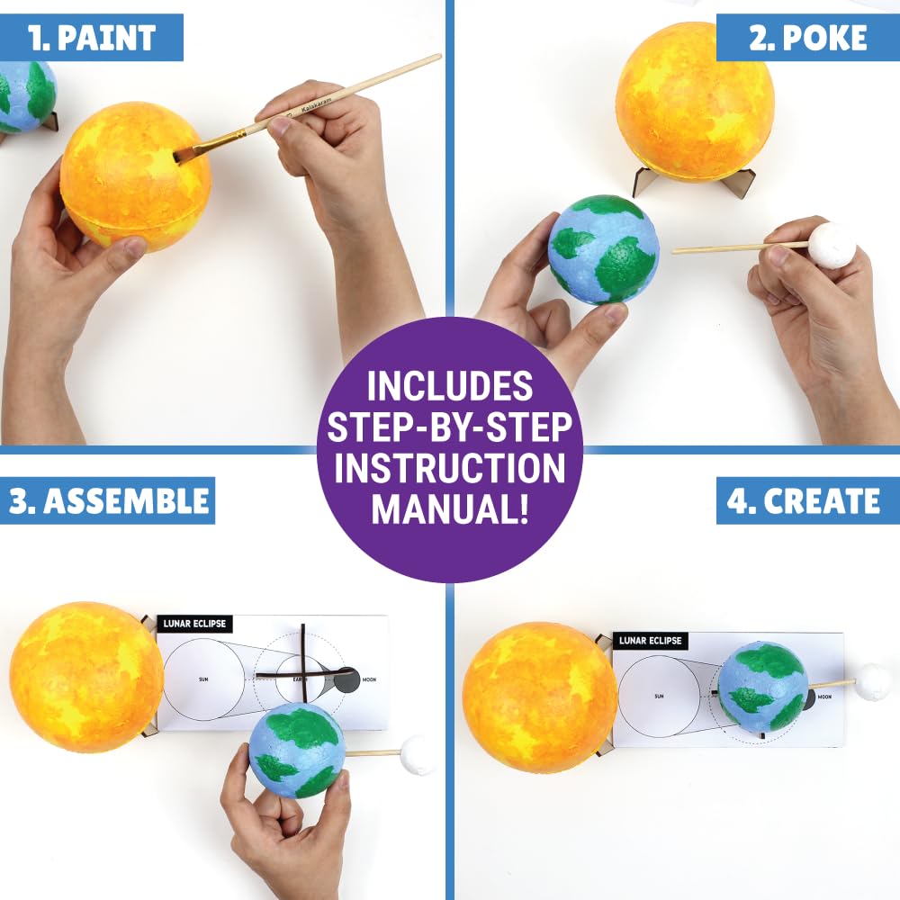 DIY Earth-Sun Moon Model Kit | 3D Informative 3-in-1 Space Toy for Kids | DIY STEM Educational & Science Toy
