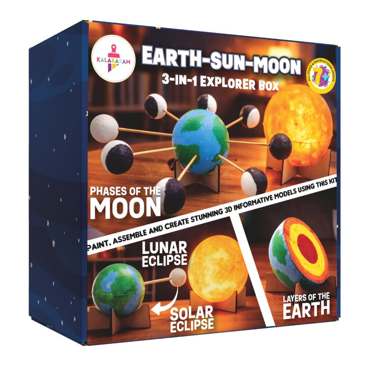 DIY Earth-Sun Moon Model Kit | 3D Informative 3-in-1 Space Toy for Kids | DIY STEM Educational & Science Toy