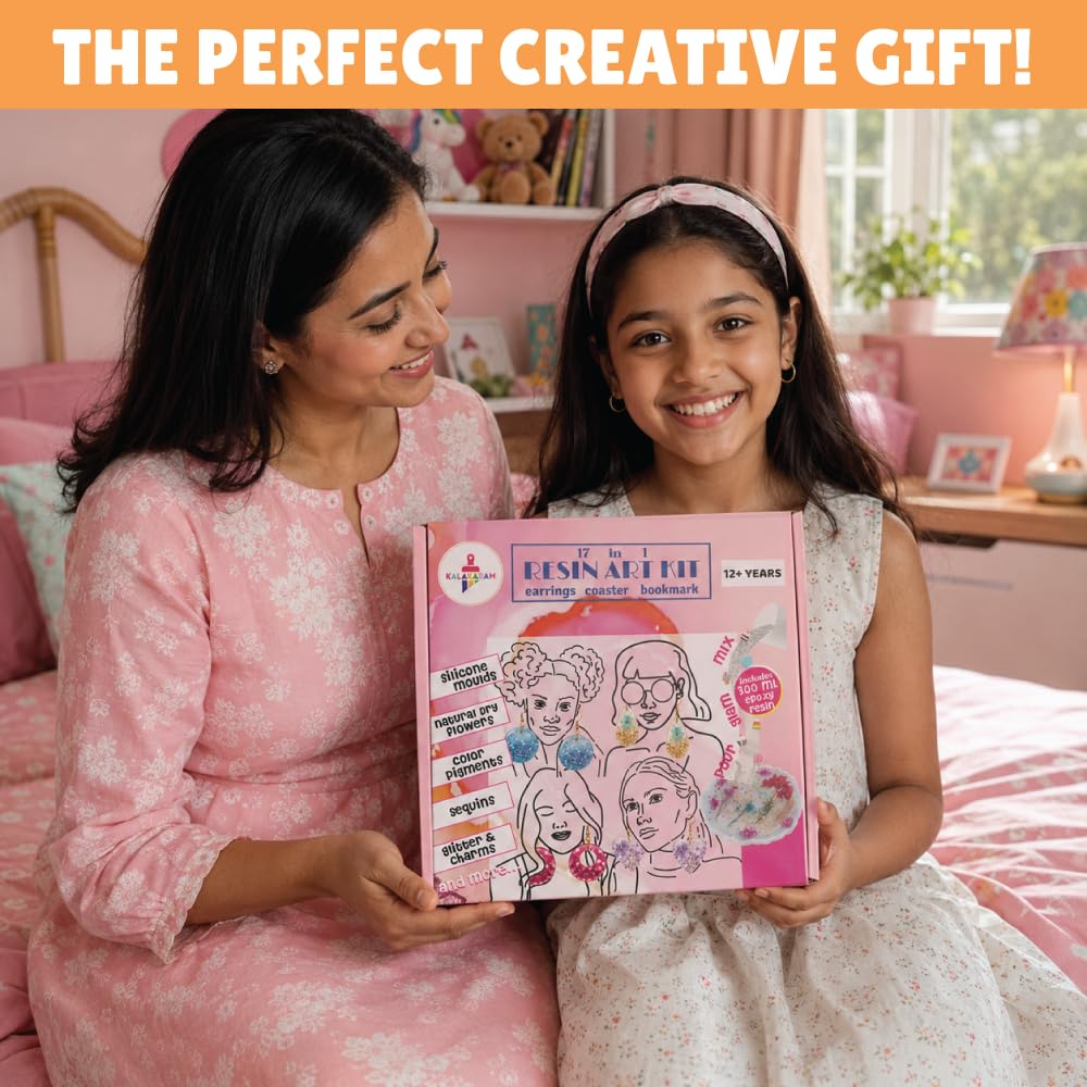 Kalakaram Resin Art Mega Combo – Coaster & Keychain Resin Kit + Jewellery & Bookmark Resin Kit