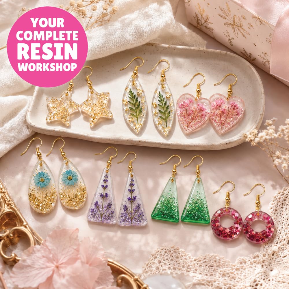 Kalakaram Resin Art Mega Combo – Coaster & Keychain Resin Kit + Jewellery & Bookmark Resin Kit